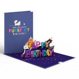 Lovepop Lovepop Birthday Pop-Up Card for Her, Him, Men, Women - 3D Animal Greeting Cards - Purrfect Birthday - 5" x 7" - Blank Notecard & Envelope Included