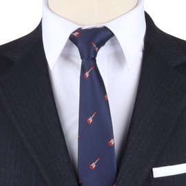 AUSCUFFLINKS Electric Guitar Music Lover Musician Guitarist Rock Band Neckties for Men | Woven Skinny Neck Ties | Present for Work Colleague | Bday Present for Guys (ELECTRIC GUITAR)