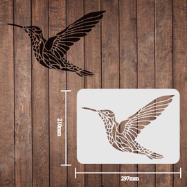 FINGERINSPIRE Hummingbird Stencil 29.7 x 21 cm Plastic Hummingbird Pattern Drawing Painting Stencils Rectangle Reusable for Painting on Wood, Floor, Wall and Tile