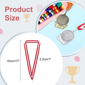 PATIKIL Award Neck Ribbons with Snap Clips, 66 Pack Polyester Medal Lanyards Blank Award Ribbon for Competitions Achievement Sports Party, Red/White