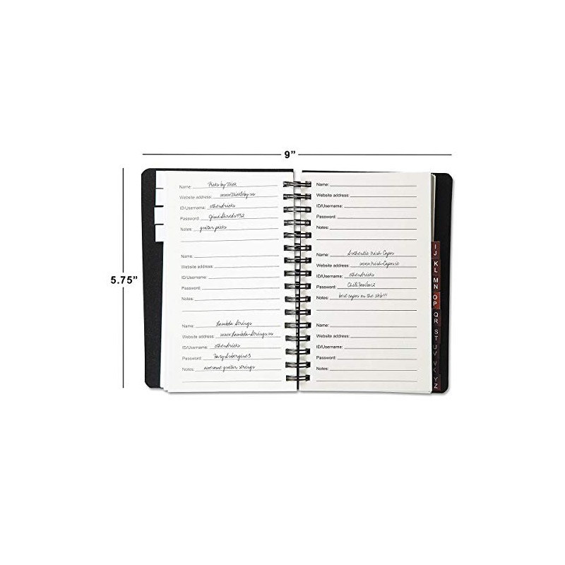 Internet Password Keeper Book, 75 Pages, 4-1/2" x 5-3/4", Spiral-bound