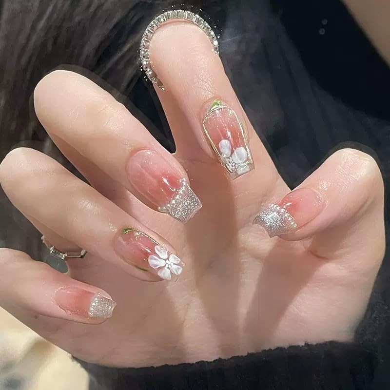 BIBII Nails Handmade Nail Tip, 3D Claws, Long Pink, Stickers,