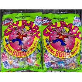 Dubble Bubble 2X- Dubble Bubble Cry Baby EXTRA SOUR Indiv. Wrapped Bubble Gum Balls-5 FLAVORS