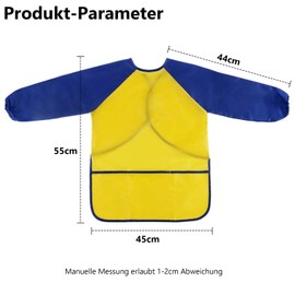 RNXSIB 3 x Children's Painting Apron Long Sleeve Rose Rhubarb Blue Size S with Velcro Fastener (2-8 Years), multicoloured