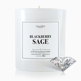 Foreverwick BlackBerry Sage Candle | Royal Essence Candle with Diamond Inside | Cleansing Sage Aroma | Strong Scented Candles for Decor | 14 oz & 70 Hours Burning Time