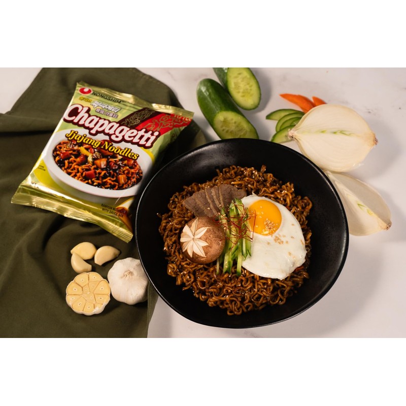 Nongshim Ramen Noodles, Gourmet Instant Ramen, Premium Microwavable Noodle, Chapagetti,