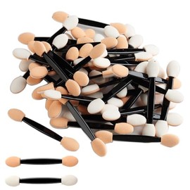 Fcozpjk Aplicadores de Sombra de Ojos Desechables, Cepillo Aplicador de Polvo de Uñas Cromado de 100 Piezas, Palos de Esponja de Sombra de Ojos de Dob