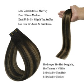 Aison Tape in Brazilian Human Hair Extensions Remy Human Hair Glue in Hair Extensions Balayage Seamless Silky Straight Skin Weft 100% Natural Hair(14Inch #1BT6P1B Natural Black to Chestnut Brown 20pcs 30g)