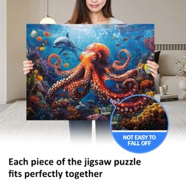 Yunlus 1000 Pieces Jigsaw Puzzles for Adults Octopus Puzzles Impossible Hard Difficult Challenging Puzzles for Teens Underwater World Jigsaw Puzzle Dolphin 1000pc Puzzle 28 x 20 inch