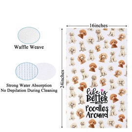 PXTIDY Poodle Kitchen Towel Life Is Better with Poodles Around Kitchen Towel for Poodle Dog Mom Pet Dog Lovers Dish Towel