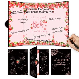 QZCYU Strawberry Baby Shower Decorations Guest Book for Girl, Berry Baby Shower Table Sign Centerpieces, Baby Shower Party Sign in Book for Birthday Supplies Party Decorations