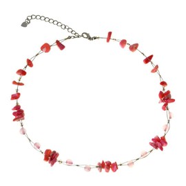 Chic-Net ladies necklace Murano glass flowers rectangle beads glass beads turquoise white 42-48 cm nickel free