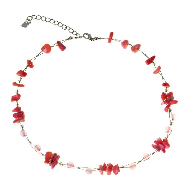 Chic-Net ladies necklace Murano glass flowers rectangle beads glass beads