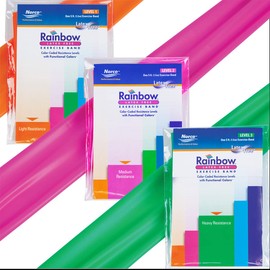 Rainbow Latex-Free Exercise Bands Multi-Packs - Level 1-3 (Light - Heavy)