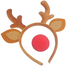Topkids Accessories Christmas Headbands for Adults and Kids, Reindeer Christmas Hat - Deer Horns Antlers & Red Nose Reindeer, Christmas Head Accessories, Christmas Hats Adult, (Brown w/Red Nose)