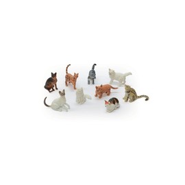 PETERKIN CLASSICS | Cat World 9-Piece Set | 5-7cm Toy Cat Figures| Siamese, Egyptian Mau, Exotic Shorthair, Scottish Fold, Cornish Red, Turkish Angora, Oriental Shorthair, Burmese and Calico| Ages 3+