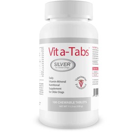 Vita-Tabs Silver for Senior Dogs - Daily Vitamin-Mineral Supplement, Supports Immune System, Bones, Veterinarian Approved, Liver Flavor, 150 Chew Tabs