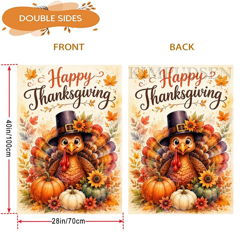 Happy Thanksgiving Turkey House Flag for Outside 28x40 Inch