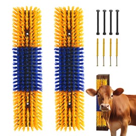 Livestock Scratch Brush With 4 Screws，Animal Back Scratching Brush for Cow (Yellow, 2pcs)