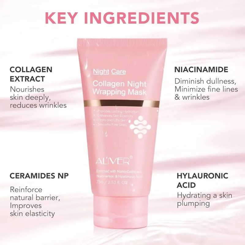 Mascarilla Facial Nocturna Colágeno Hidratación Profunda