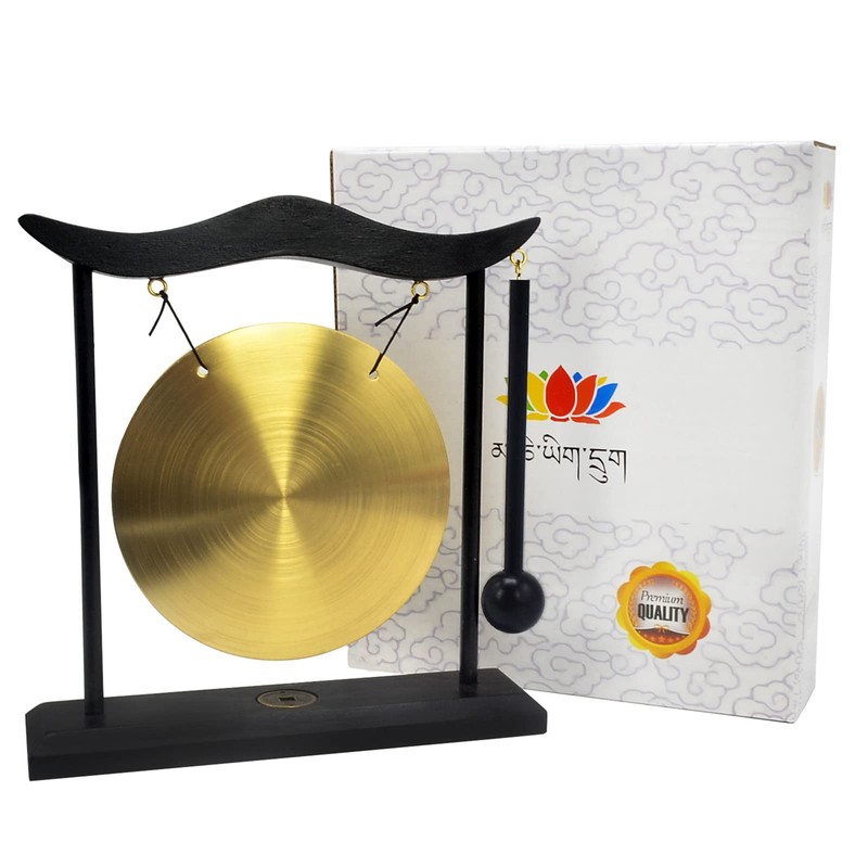 Feng Shui Brass Gong Desktop Zen Art for Fortune +