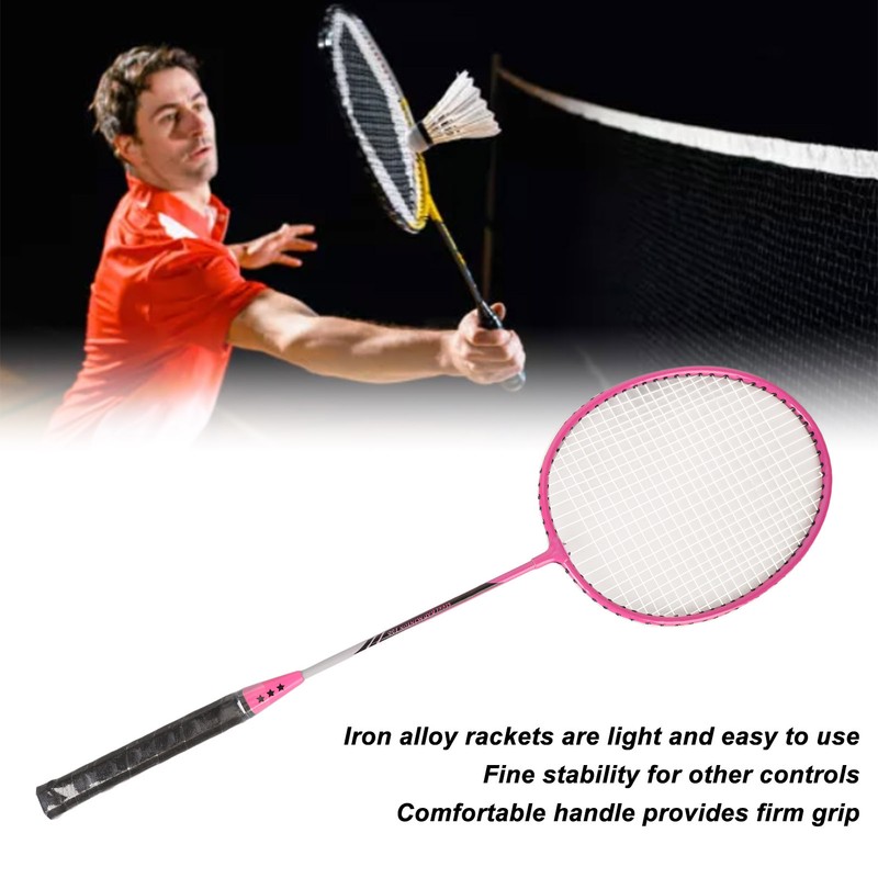 Badminton Rackets Iron Alloy Lightweight Badminton Racquets with 3 Balls