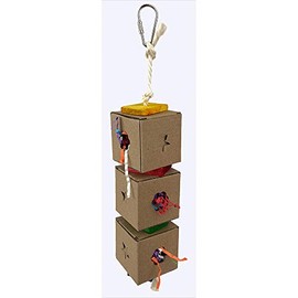 Avian Care Boredom Breaker Triple Foraging Boxes Bird Toy – Hanging Chew Toy with Paper Strips, for All Birds