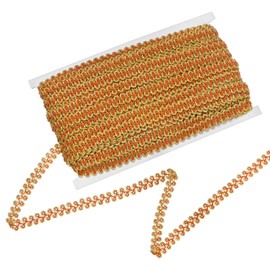 M METERXITY Gimp Braid Trim, 1/2 Inch 12cm x 25 Yards Polyester Gold Edge Woven Trim Lace Ribbon Fabric Upholstery Trim for Sewing/Costume/Home Decor/DIY Craft/Curtain/Jewelry Making [Orange]