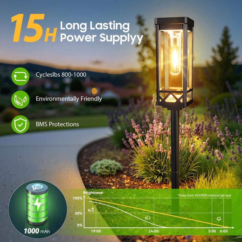 KOOPER Taller Solar Pathway Lights Outdoor, 8 Pack Upgraded Brighter