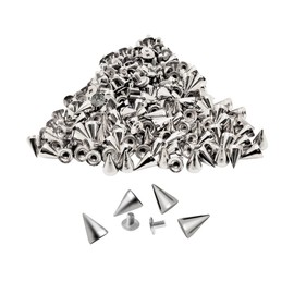 zhuohai 100 Pairs Cone Spikes Screwback Studs, Cone Silver Studs and Spikes Punk, DIY Leather Craft Cool Rivets Punk(7X10mm)