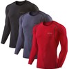 DEVOPS 3 Pack Men's Athletic Long Sleeve Compression Shirts (Large,