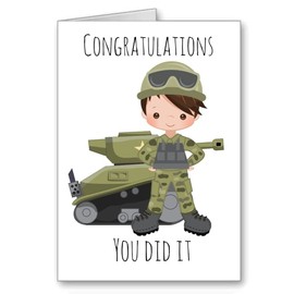 Army Soldier Congratulations Card Military Brown Hair New Job ?