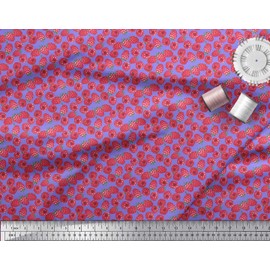 Soimoi Purple Moss Georgette Fabric Raspberry Fruits Printed Craft Fabric by the metre 42 Inch Wide