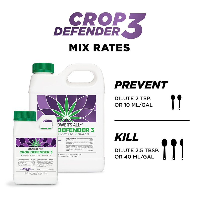 Grower's Ally Crop Defender 3 Concentrate - Natural Miticide, Insecticide,