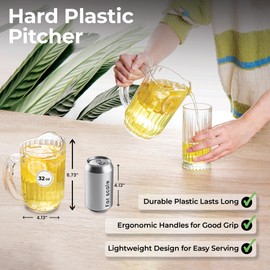 Restaurantware-RW Base 32 Ounce Mini Beer Pitcher, 1 Durable Restaurant Pitcher - Hard Plastic, Serve Soda, Lemonade, Juice, Or Sangria, Clear Plastic Water Glass, For Bars, Parties, Or Homes,