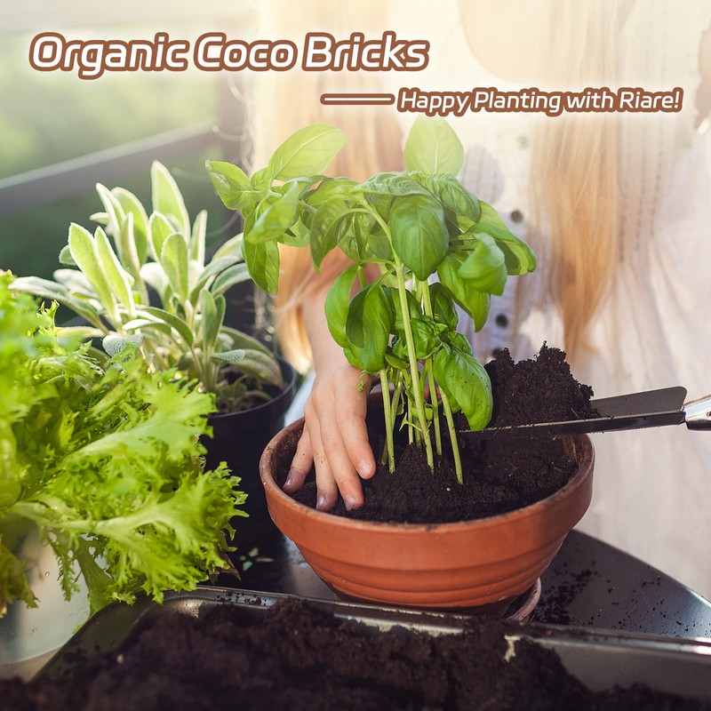 Riare 10pcs Organic Coco Coir Bricks Soil Blocks- 100% Natural