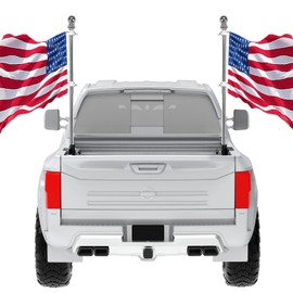 Universal Pickup Truck Flagpole Mount in Bed, No Drilling Flag Holder for Truck with Bed Rail Or Without Rail, Fit Up to 1.2 Inch Pole. All Equipment You Need is Included! (one Pack flagpole Mount)