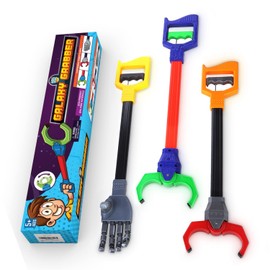 Interactive Grabber Toy for Kids – 3 Pack Robot Claw Arm Set, Hand-Eye Coordination STEM Tool, 18 Inch Reacher Grasping Toy