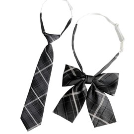 REFLEC School Ribbon, Necktie, 2-Piece Set, Girls' Uniform Ribbon, School Uniform, Middle School, High School Ribbon Entrance Ceremony, Graduation Ceremony, DK JK School Ribbon, dark grey 2