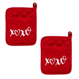 Red Pot Holders with Pockets - 7x9 inch Heat Resistant Kitchen Accessory for Extra Grip and Protection - Classic Design