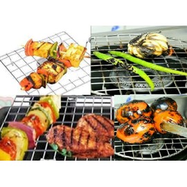 Steel Roasting Roti Jali Wooden Handle with Tong and Pincer Set Roaster,Cooking Rack,Papad Grill,Chapati Grill,Roaster,Food Tong (Round Jali with Wooden Handle)