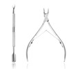 Stainless steel cuticle nipper and cuticle pusher for dead skin