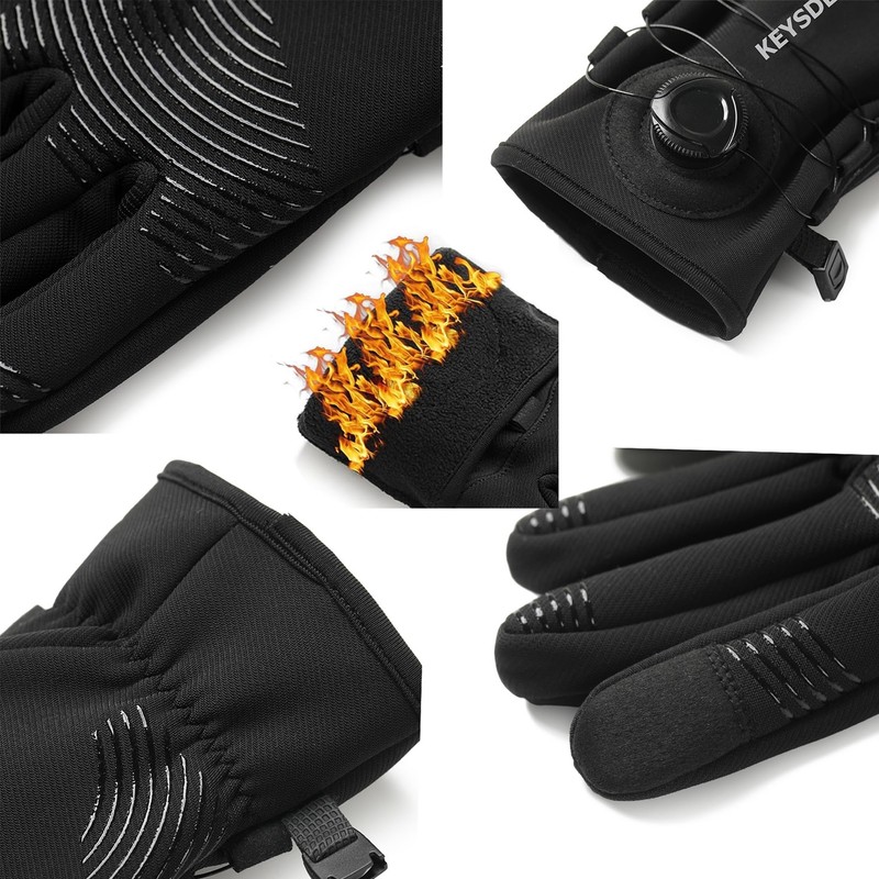 KEYSDEX Winter Motorcycle Gloves for Adult, Black, L