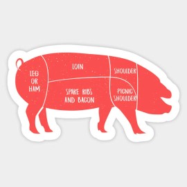 Endless New Objects Pig Diagram Pork Cut Meat Lover Vinyl Sticker Wall Bumper Bottle Decal