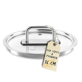 SILBERTHAL Pot Lid 16 cm Glass with Steam Vent and Stainless Steel Handle – Universal Lid