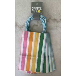 Spritz Target Spritz Striped Print Paper Rope Handle Gift Bags - 8 Pack Size 8x5x3in