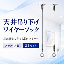 lifactlab. Wire Hook Ceiling Hanging Hook Fall Prevention Wire Picture Rail Hanging Hardware Length Adjustable 1.5m x 2-Pieces (1.5m x 2-Pieces)