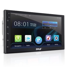 Pyle Double DIN Car Stereo Receiver - 7 inch 1080P HD Touch Screen Bluetooth Car Radio Audio Receiver Multimedia Player - WiFi/GPS/AM/FM Radio, Mirror Link for Android/iOS, Rear View Cam Support