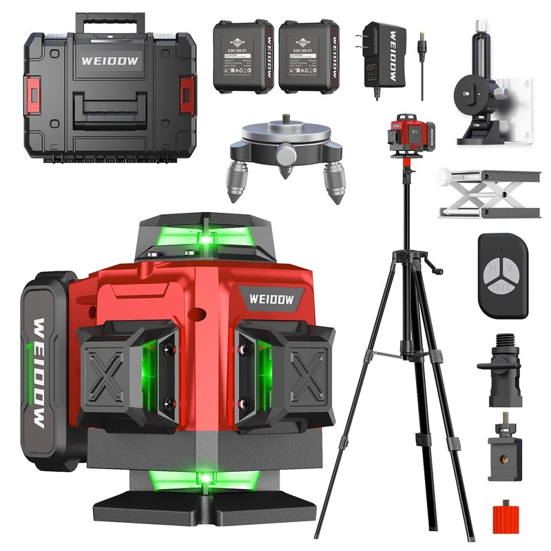 weiddw Laser Level with Tripod, Self Leveling Laser Level 4x360°,