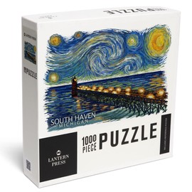 Lantern Press 1000 Piece Jigsaw Puzzle, South Haven, Michigan, South Pier Lighthouse, Starry Night